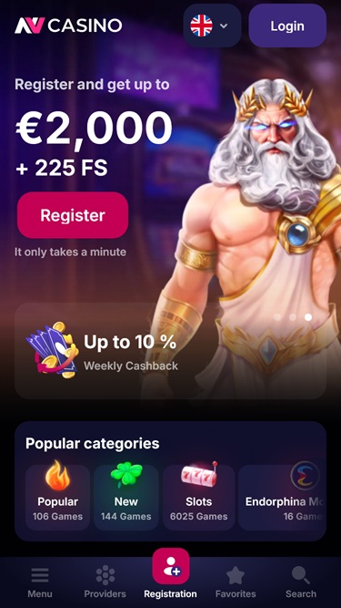 Mobiele versie van NV Casino